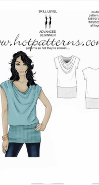 Fabric.com - Hot Patterns - Cool Calm and Cowl-Necked Top - Size 6-26 - Free