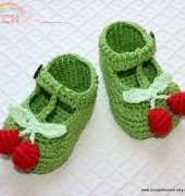 Mon Petit Violon - Vita Apala - T-strap Cherry Baby Booties