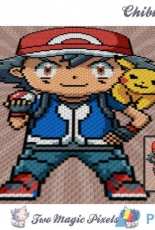 Two Magic Pixels - Chibi Ash C2C Graph Blanket