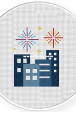 Daily Cross Stitch - Buildings and Fireworks