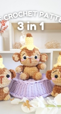 Hugurumi toys / Hugurumi Toys to Hug - Silvia Parascandolo - 3 in 1 Monkeys