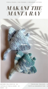 Poms and Posies - Megan Cho -  Makani the Manta Ray