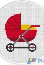 Daily Cross Stitch - Red Stroller