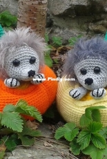 Sankt-Haekelmaus - Otterthaler Haekelmaus - Sabine Schreiner - Hedgehog in the pumpkin - Igelchen im Kürbis - German