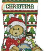 Design Works 5485 Teddy Bear Santa Stocking by Joan Elliott from The Cross Stitcher USA Aug 2003