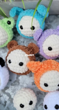 Unraveled and Unwound - Sharon Gonzalez - Mini Stress Ball Buddies: Cat Hood - Bear Hood - Bunny Hood -  Frog Hood