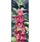 Heritage Stitchcraft - Flower Panels JCHO878 Hollyhocks Panel by John Clayton