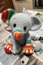 One and Two Company - Carolina Guzman - Hue the Rainbow Elephant Amigurumi