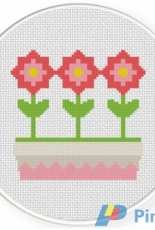 Daily Cross Stitch - Red Pretty Flowers