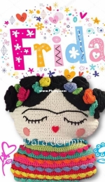 Teje que te teje - Mariana Guerra - Pillow Frida - Almohadon Frida - Spanish