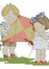 Summer Kids - Flying the Kite by Maria Diaz from Cross Stitch Collection 120