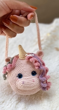 Ovelhinha Crochê - Aline Oliveira - Small Unicorn bag - Mini bolsinha Unicornio - Portuguese