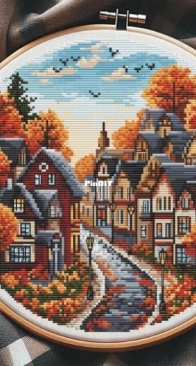 My Brave Stitch - Autumn Street by Hanna Levchuck
