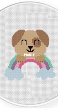 Daily Cross Stitch -Happy Rainbow Puppy