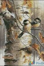 Chickadees on the birch by Chimera