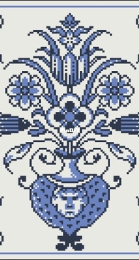 Modern Folk Embroidery - Delft Blue Tile n.1–The Vase  XSD+PCS
