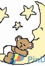 Baby Bear Sleeping on a Moon by Winnies Stitchery