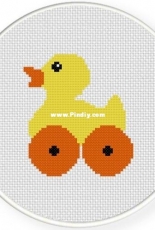 Daily Cross Stitch - Duck On Wheels