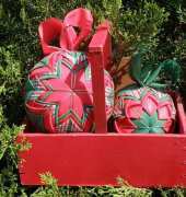Quilted Ornament Ball in Christmas colors