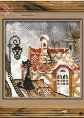 Riolis - 610 - City and Cats. Winter - Riolis Wool Numbers.
