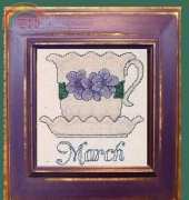 Teacup Afghan Series - March Violet by Mary Bartley Stockett from The Cross Stitcher February 1996