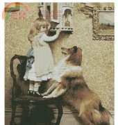 Free Cross Stitch Online - A Little Girl and Her Sheltie