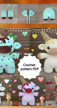 Cosy Pattern by Tasha/Cosy Crochet by Tasha - Ice cream cows: Minty, Strawb, Choccy, Sprinkles and Lemony