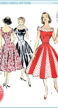 Wearing History - R134 - 1950s Suzy Misses Gored Dress - Size 30-42 inch bust