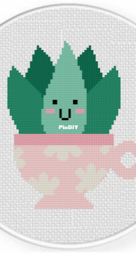 Daily Cross Stitch - Aloe Plant in Teacup