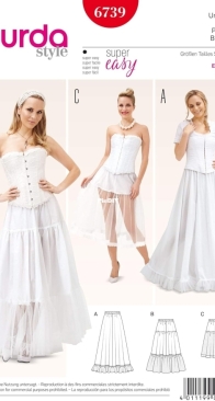 Burda Style - 6739 - Womens Petticoats - Sizes US6-16, EU36-46 - German, English, French, Dutch, Italian, Spanish, Swedish, Russian