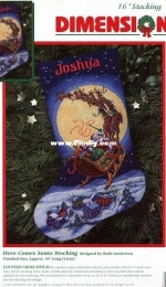 Dimensions 8492 - Here Comes Santa Stocking XSD