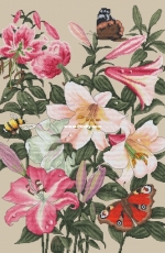 Lilies and Butterfly by Varvara Lesnaya