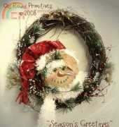 Old road primitives-Seasons greeting-Snowman wreath