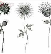 DMC XC1064 Three Black Backlace Flowers
