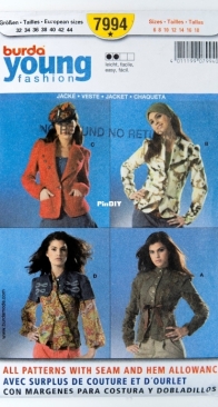 Burda Style - 7994 Steffi Jacket - Sizes 32-44