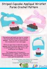 Erin Olivia Designs - Striped Cupcake Applique Wristlet Purse Crochet Pattern
