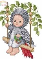 Ellen Maurer Stroh EMS Animal Babies - Gray Parrot Baby PCS
