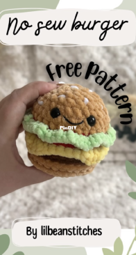 Lil Bean Stitches - Adina Laithwaite - No Sew Burger - Free