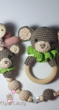 Crafty Lacey - Handmade by Lacey - Monkey Pacifier Clip and Rattle - Free