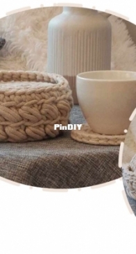 Iga crochet Shop - Iga - Set of cotton cord coasters and nesting baskets