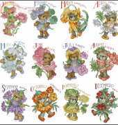 The Vermillion Stitchery 714 Flowerbears of the Month XSD