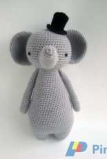 Little Bear Crochets - J. A. Poolvos- Elephant with Top Hat - Dutch