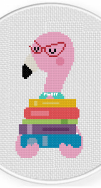 Daily Cross Stitch  - Flamingo Librarian