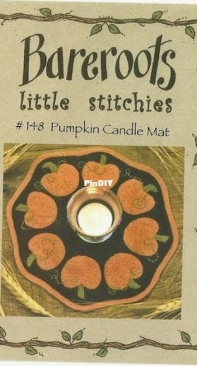 Bareroots Little Stitchies Candle Mats 148 Pumpkin, 151 Horn of Plenty