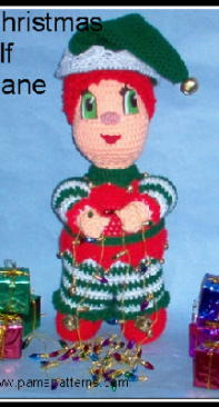 Pams Patterns - Pam McClung - Christmas Elf Cane