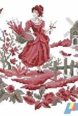 LBP-Sac a pain Toile de Jouy in Red XSD