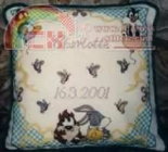 Baby Loney Tunes pillow / Birth Sampler