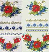 Poppies and Daises for Folk Russian Blouses