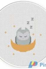 Daily Cross Stitch - Owl On The Moon