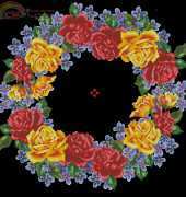 Wreath of roses on black canvas